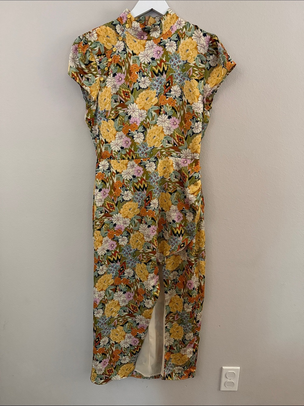 Lost + Wander Floral High-Neck Button-Front Midi Dress [LA0752]
